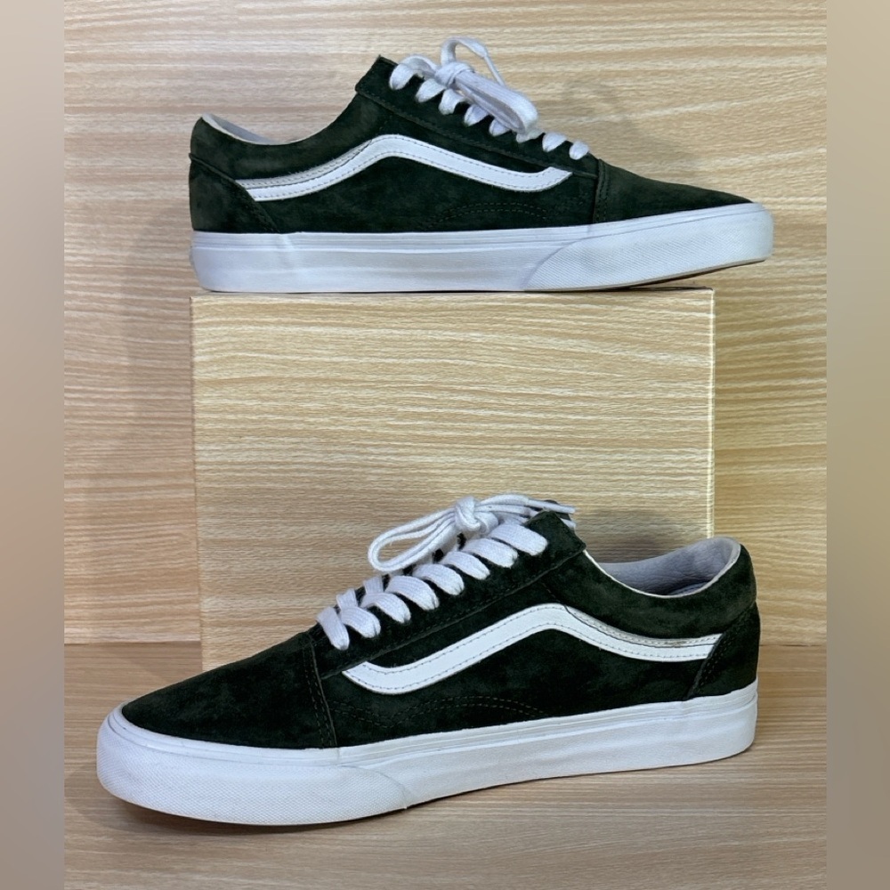Vans Old Skool Green Suede Sneakers Men 9.5 Women 11 Classic Skate Shoe - Picture 4 of 7